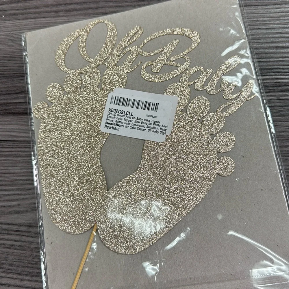 Oh Baby cake topper glitter cake decorating supply new gold